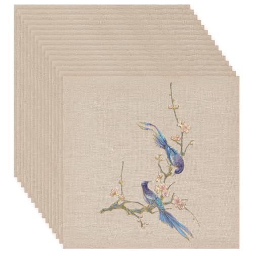 BENECREAT 20x 25x25 cm Tissu Lin Beige à Broder
