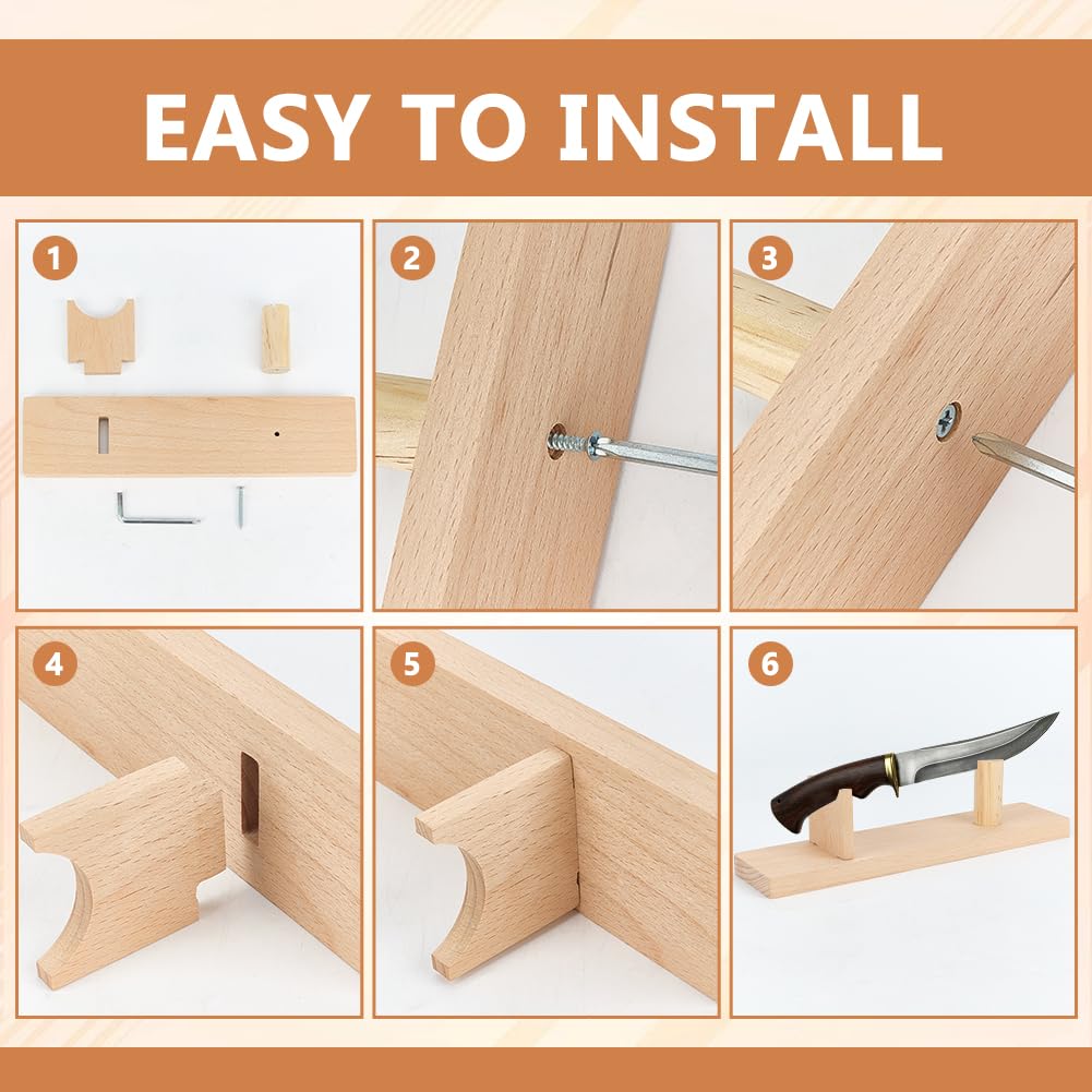 BENECREAT Présentoir à Couteaux 65 mm Bloc Bois Chêne