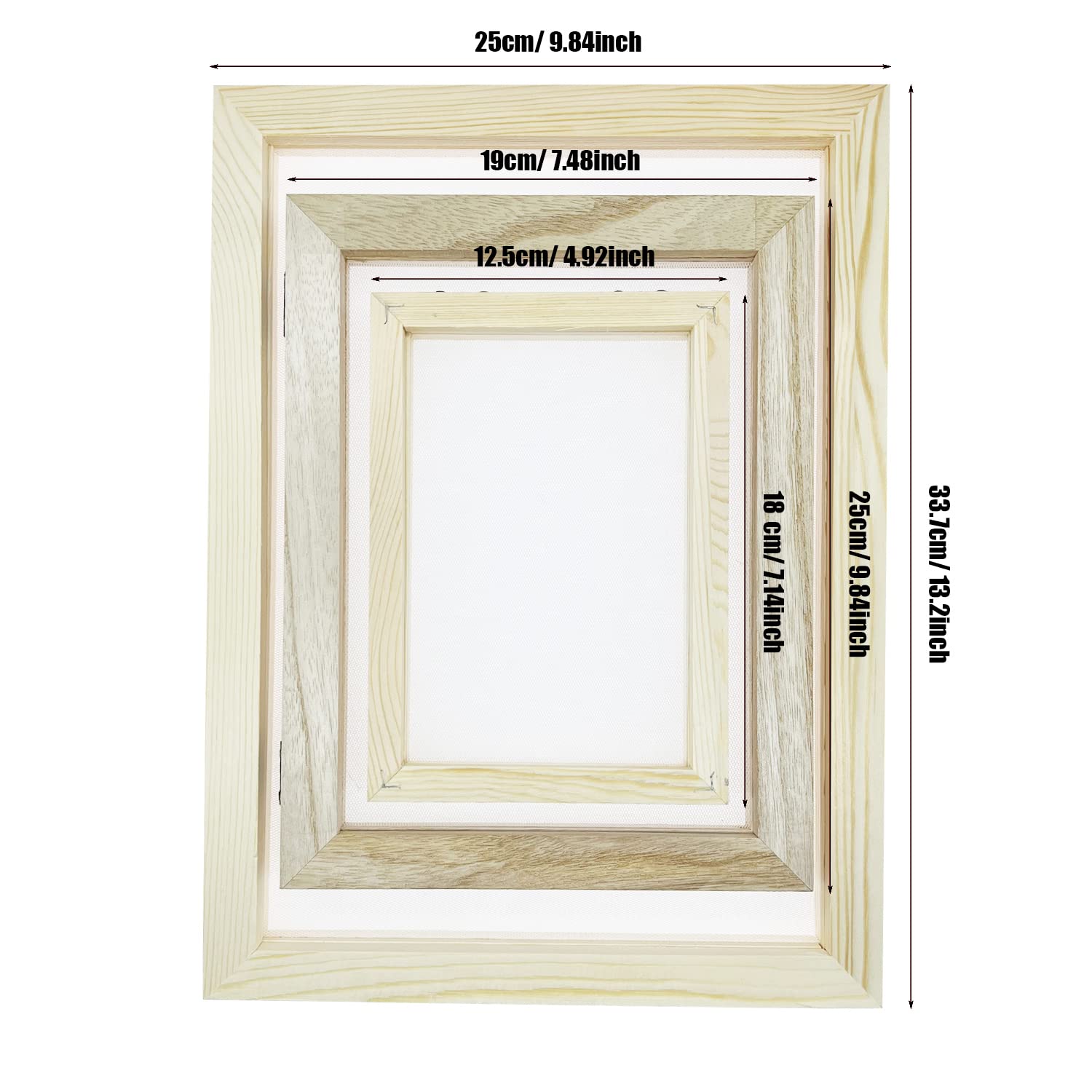 Cayway Kit Papier Fleurs Séchées 3 Cadres Bois