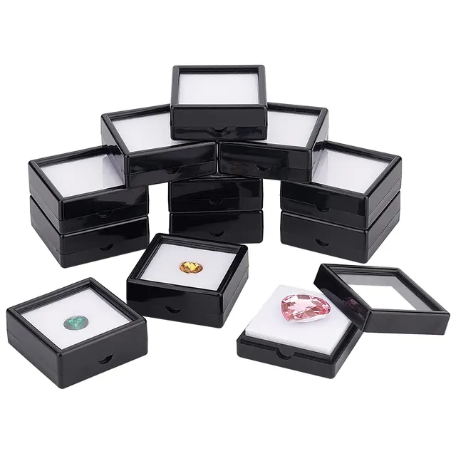 BENECREAT Boîtes Présentation Pierres 12 Pcs 5x5x2cm Noires