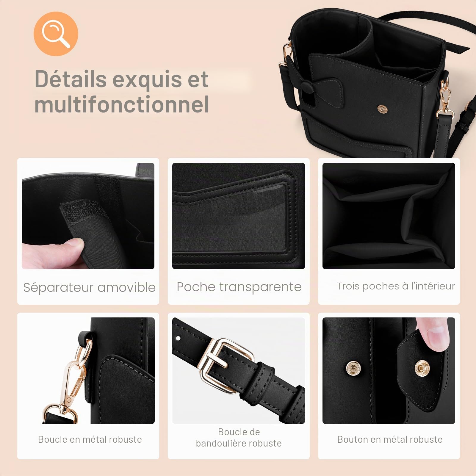 JYPS Stanley Cup 40oz sac porte-bouteille noir bandoulière