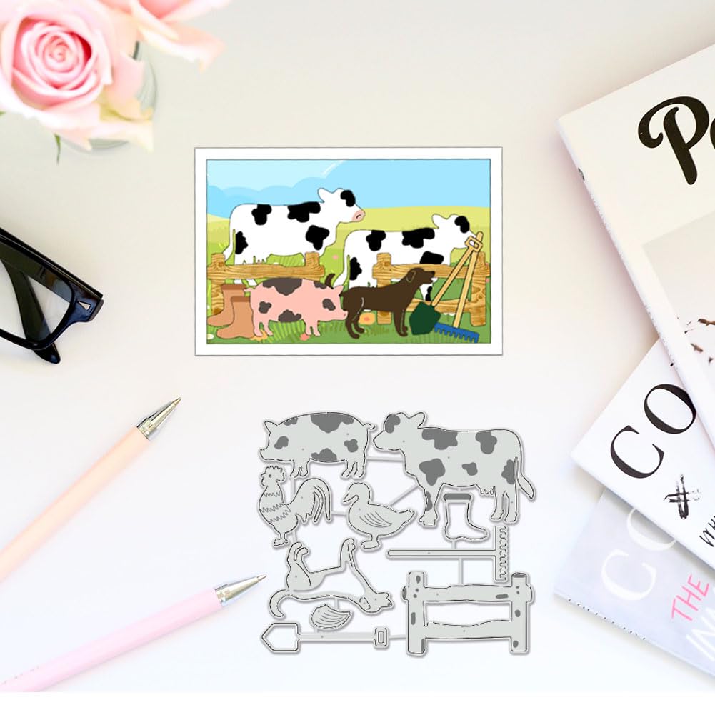 BENECREAT Animaux Ferme dies découpe scrapbooking cochon vache