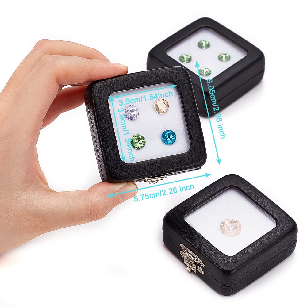 BENECREAT Boîte Gemmes Vitrée Noire 3 pcs