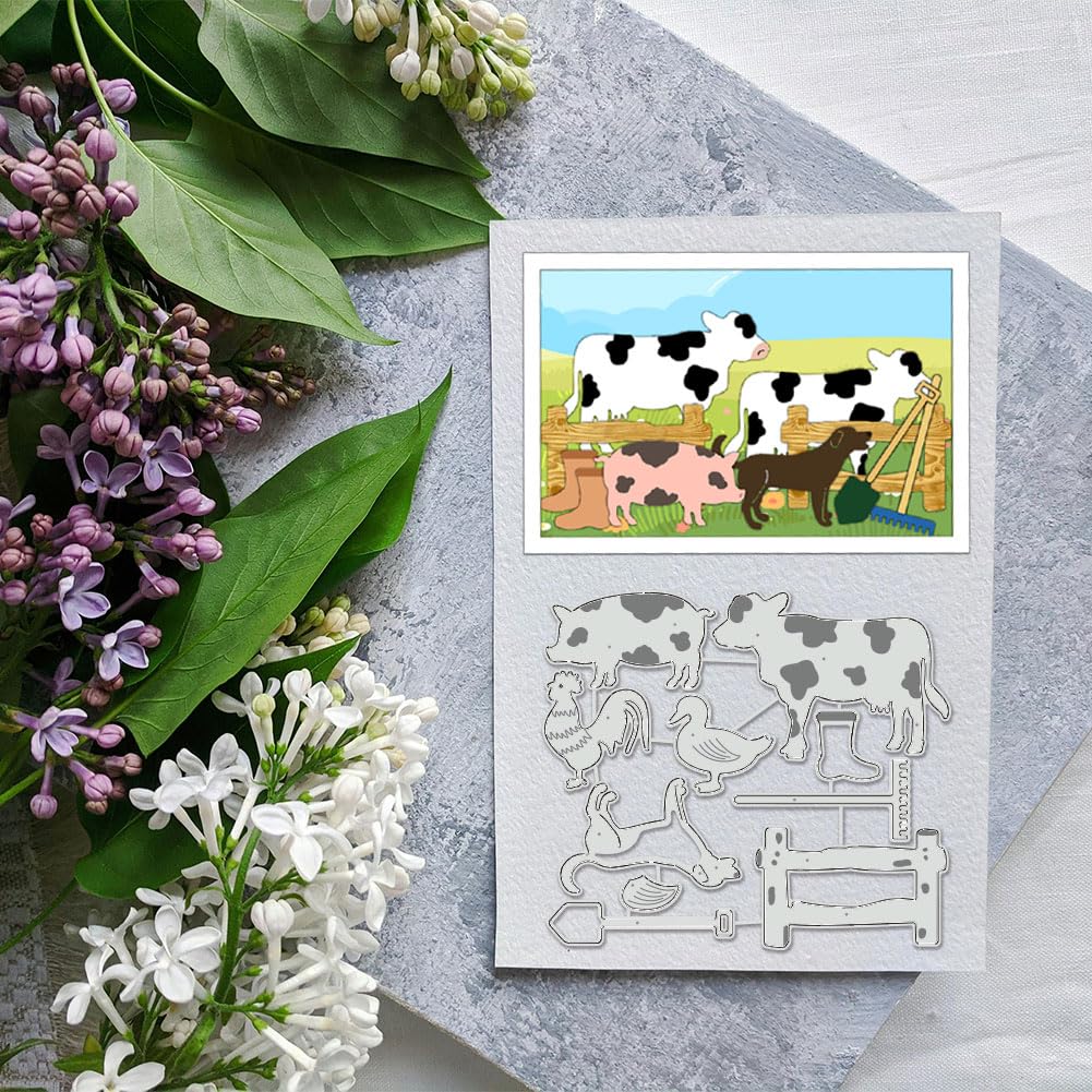 BENECREAT Animaux Ferme dies découpe scrapbooking cochon vache