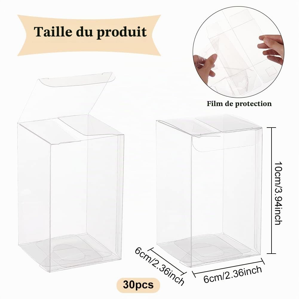 BENECREAT boîtes cube PVC transparent 6x6x10 cm 30 pcs