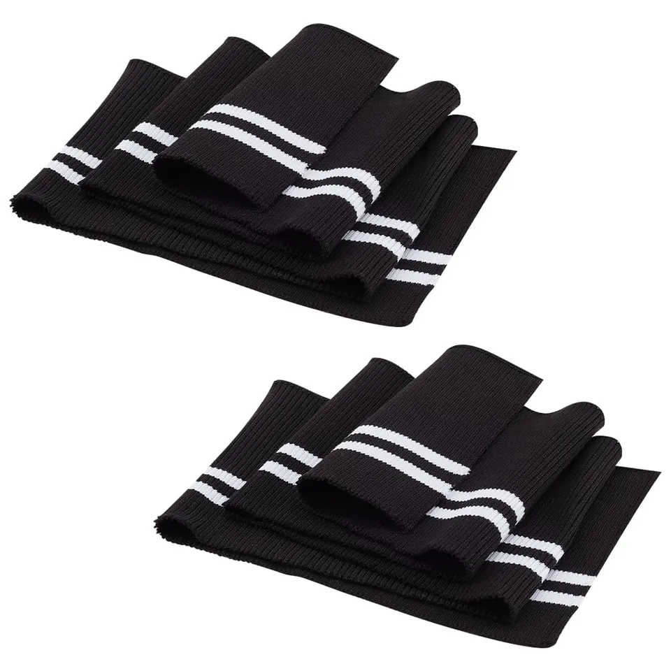 BENECREAT Bord Côte Tricot Rayures Noires 14x95 cm 2 pcs