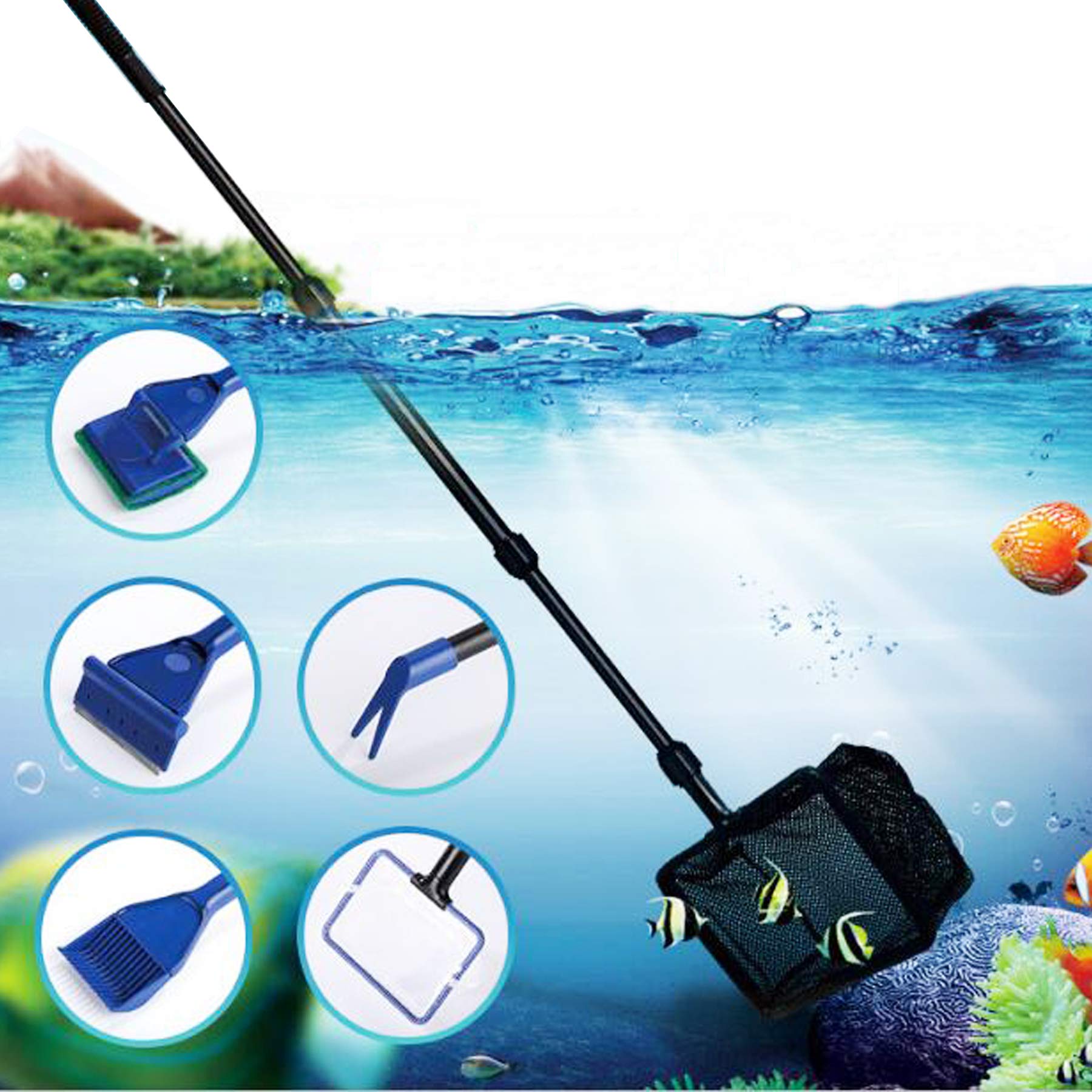 Cayway kit nettoyage aquarium 6 en 1 avec siphon