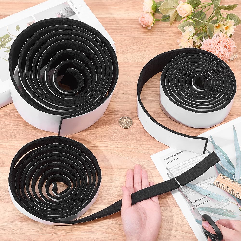 BENECREAT rouleau feutre adhésif noir 9m 3 largeurs