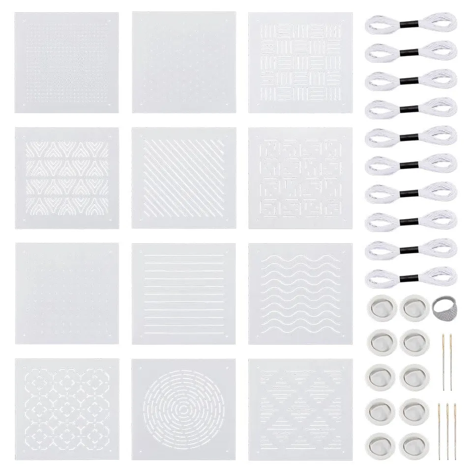 BENECREAT Kit Pochoirs Sashiko 38pcs motifs géométriques