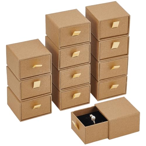 BENECREAT boîtes bijoux tiroir tan 5 cm lot 12 carton