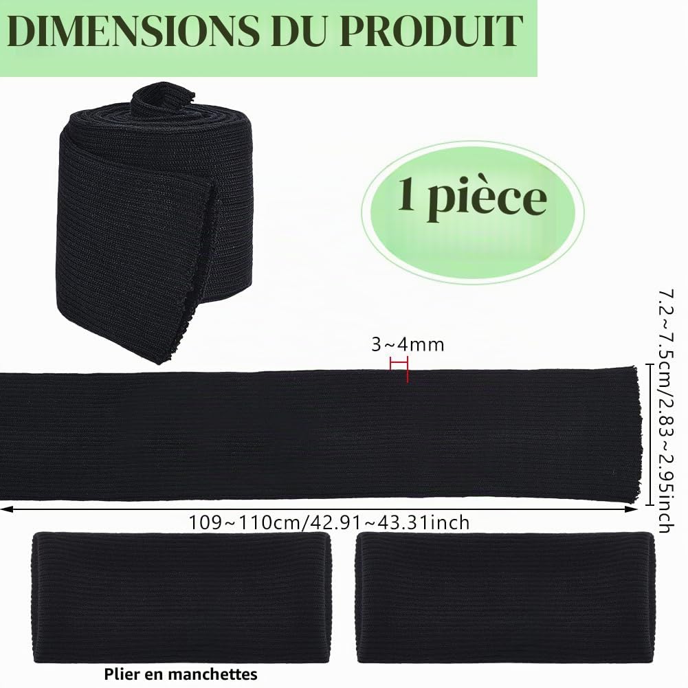 BENECREAT bord-côte tricot noir 1,1m poignets veste