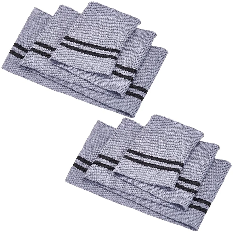 BENECREAT Tissu Jersey Côtelé Gris 79x15,2 cm 2 Pcs