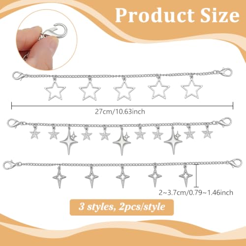 BENECREAT Chaînes Bottes Lacets Étoile Inox Argent 6pcs