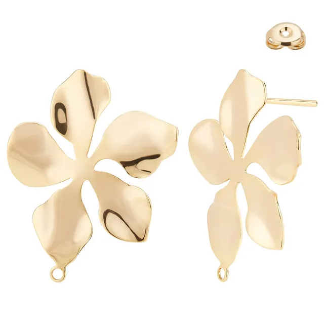 BENECREAT Boucles Oreilles Fleur Torsadée Doré 29mm x5