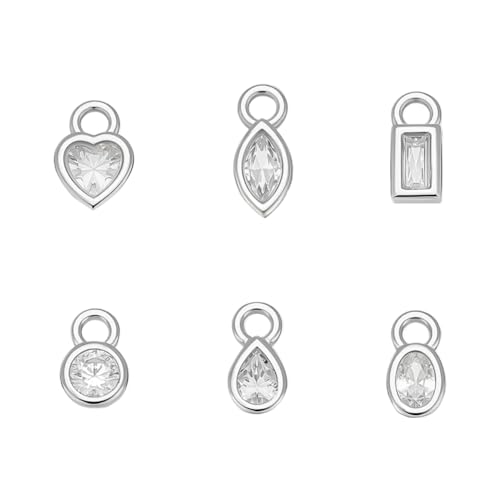 BENECREAT 925 breloques argent sterling strass blanc x6