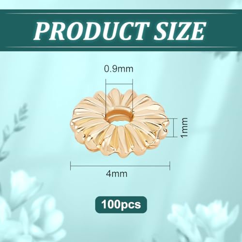 BENECREAT perles marguerite dorées 14K 4mm 100 pcs