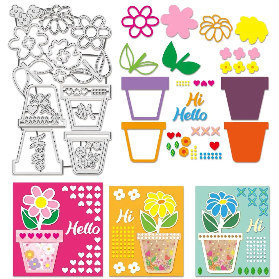 BENECREAT Dies Découpe Plantes en Pot Feuilles Fleurs Scrapbooking