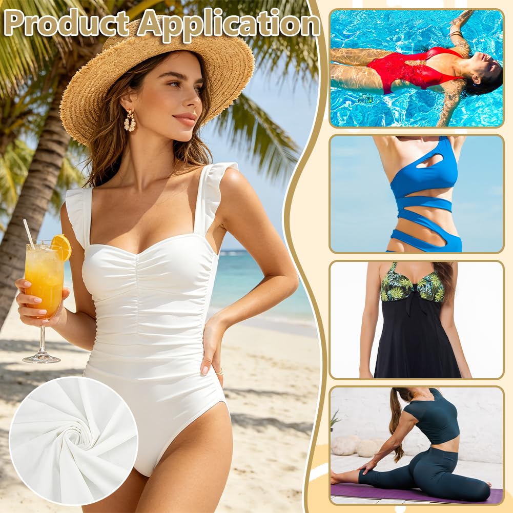 BENECREAT Tissu nylon spandex blanc 150 cm x 0,91 m