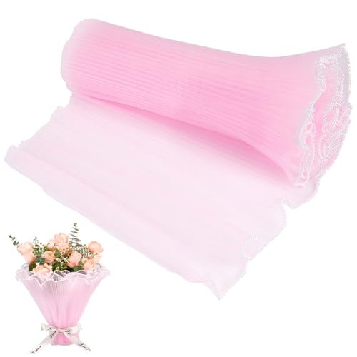 BENECREAT papier emballage fleurs rose perlé 4 m
