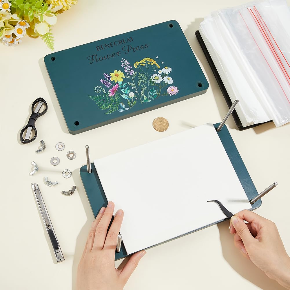 BENECREAT Presse Fleurs Bois 24,9x15cm Kit Complet