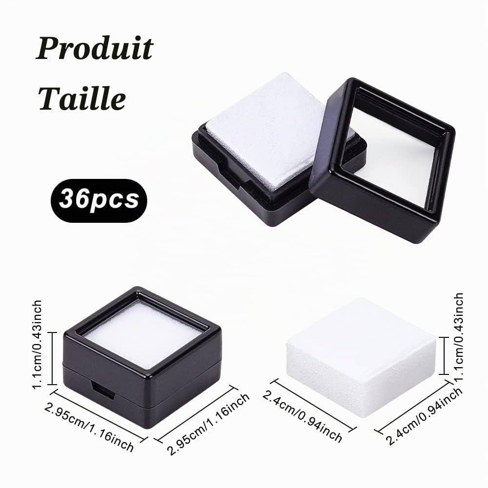 BENECREAT Boîte Bijoux Pierre Noire 36 Pcs 3 cm