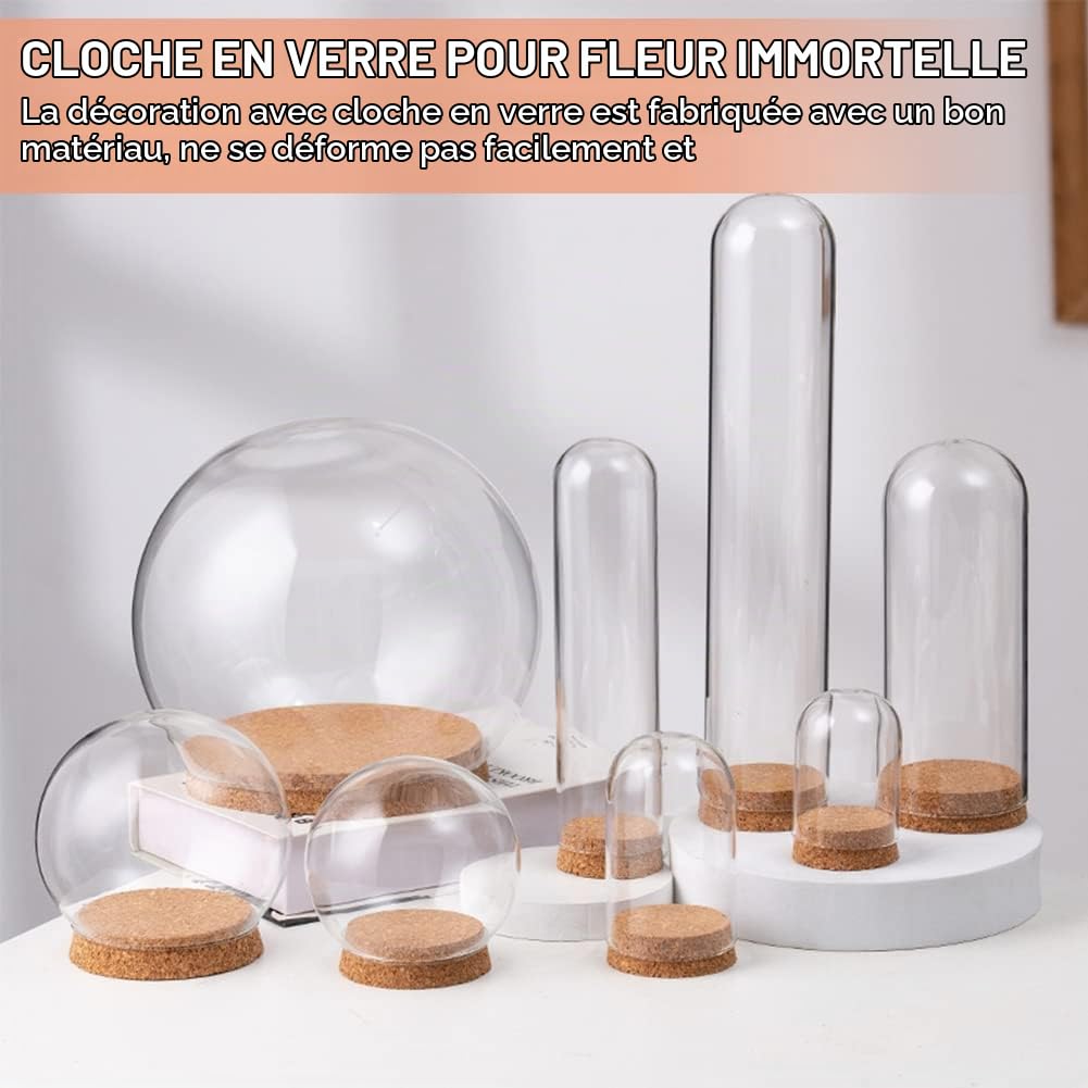 BENECREAT Lot 6 Bocaux Cloche Verre 64,5x70,5 mm Liège