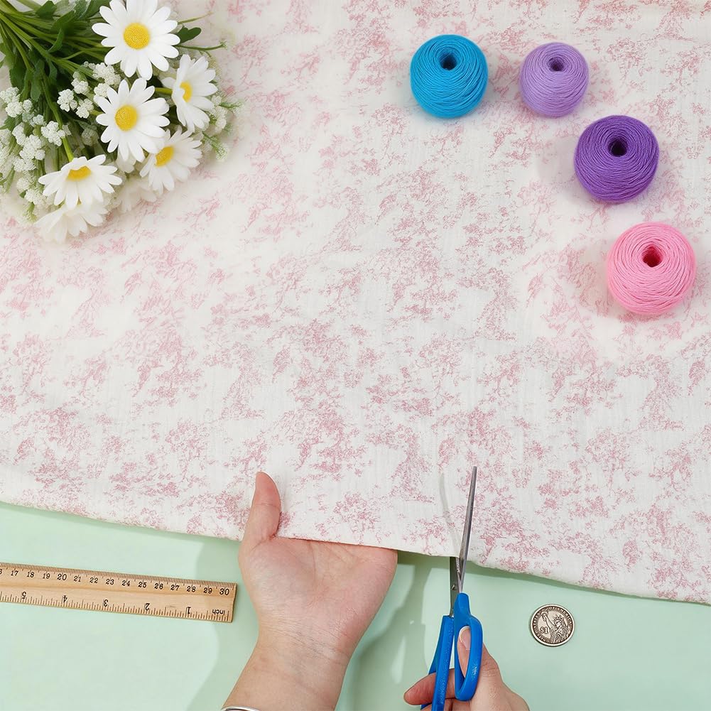 BENECREAT double gaze tissu coton 3m fleurs pecher encre