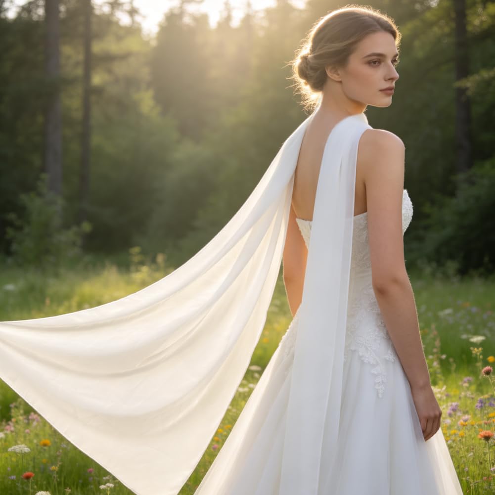 BENECREAT châle mariage étole blanche 300x70cm polyester