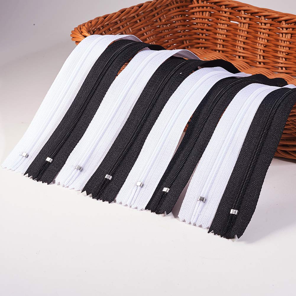 BENECREAT Fermeture Invisible Nylon 24cm Noir Blanc 100pcs