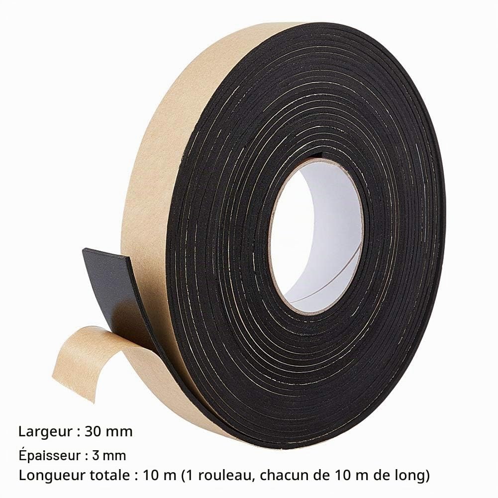 BENECREAT ruban mousse adhésif 30mmx3mm 10m noir isolant