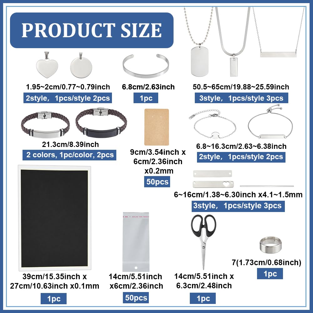 BENECREAT kit blanks gravure laser inox 115 pcs bijoux