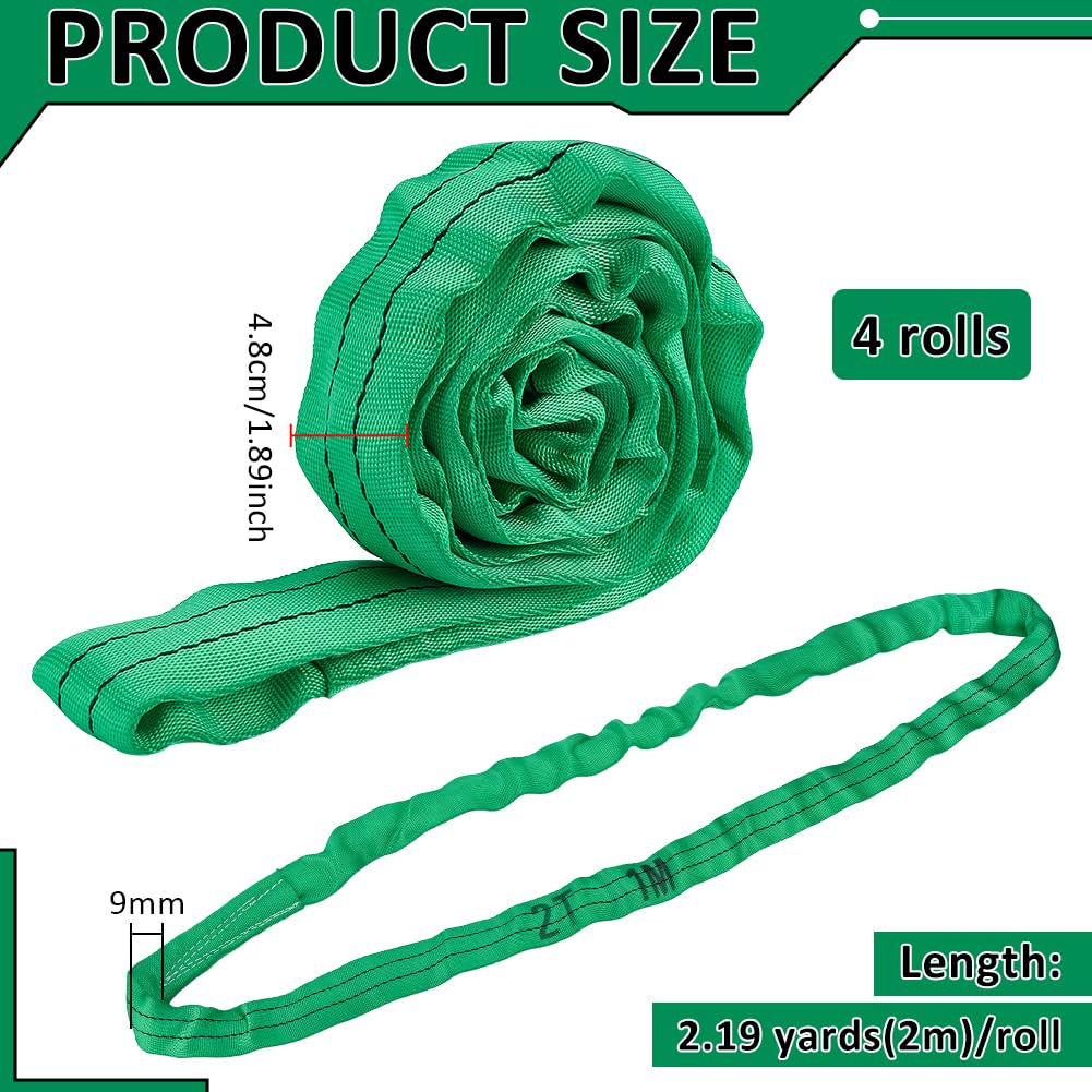 BENECREAT Sangle Levage Ronde 2m Verte Polyester 4pcs