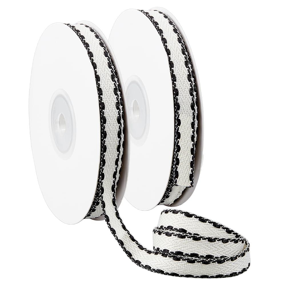BENECREAT ruban polyester rayures noir 9mm 2x9,14m