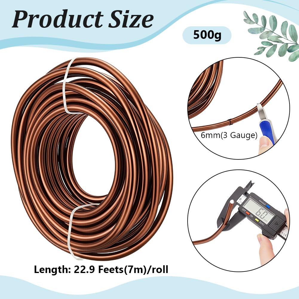 BENECREAT Fil aluminium marron 6mm 7m armature