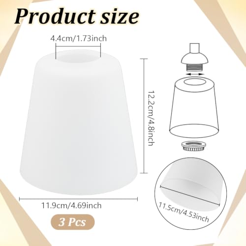 BENECREAT Abat-jour verre dépoli cône 140x155mm 3pcs