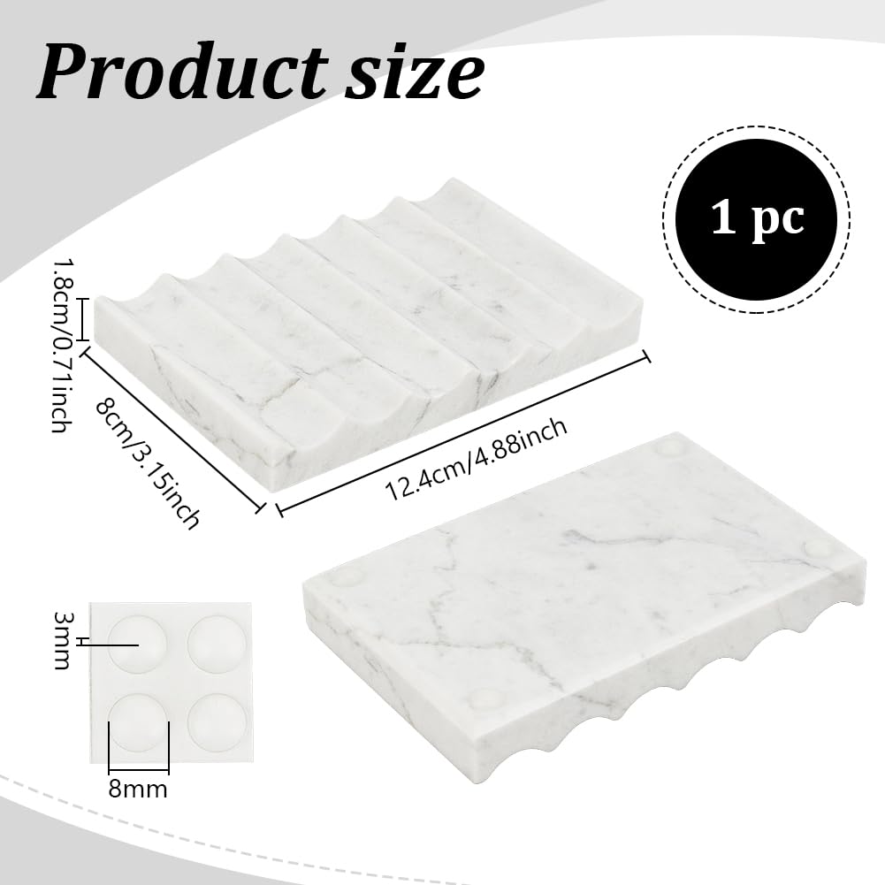 BENECREAT porte-savon marbre blanc 124x80mm vague