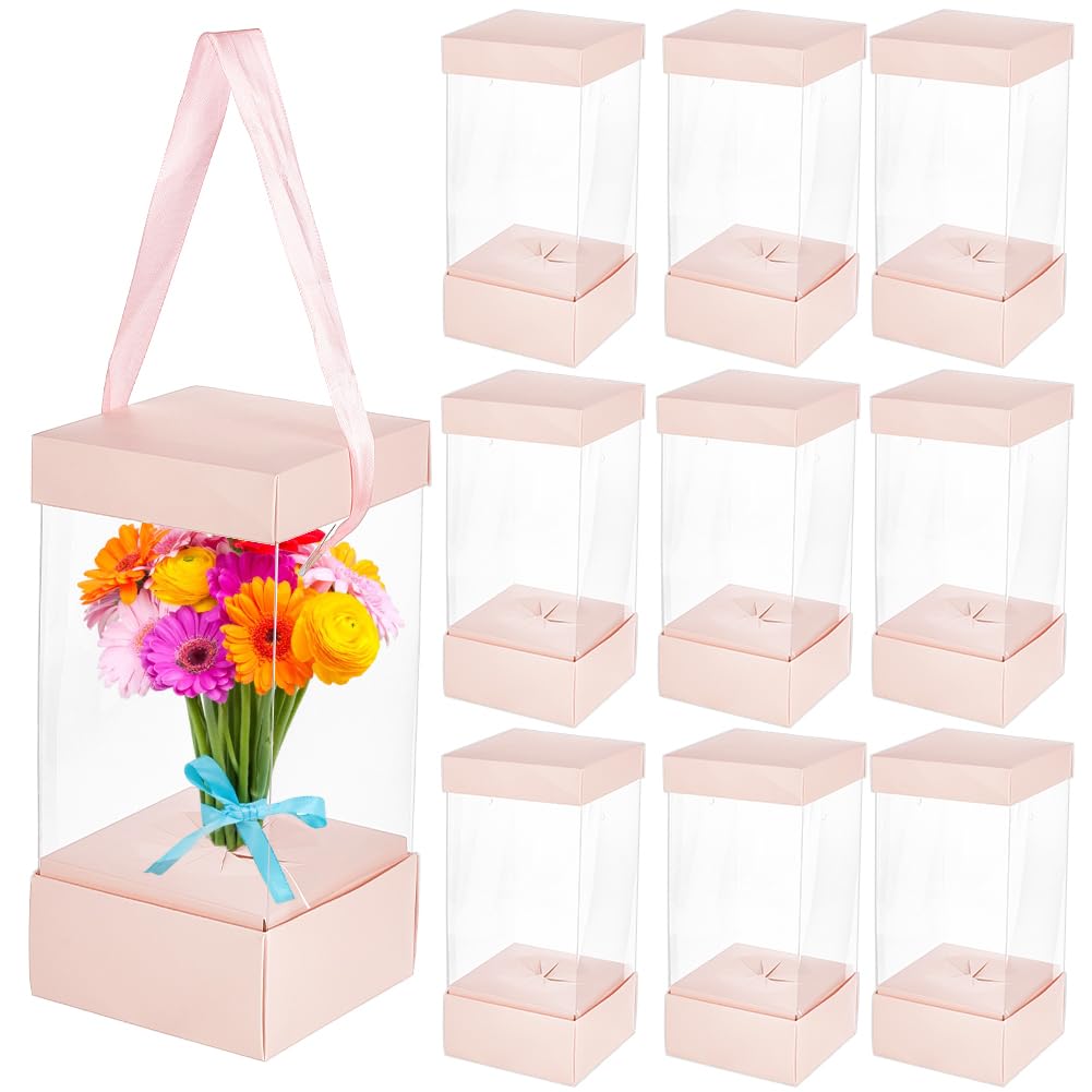 BENECREAT boîtes cadeau transparentes beiges lot 10