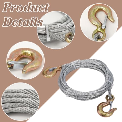 BENECREAT câble treuil acier 6m x 8mm double crochet inox