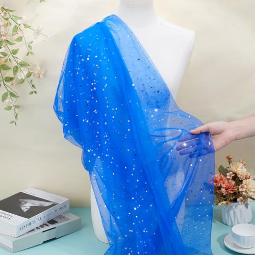 BENECREAT Étoile Lune tulle pailleté bleu marine 9,1m