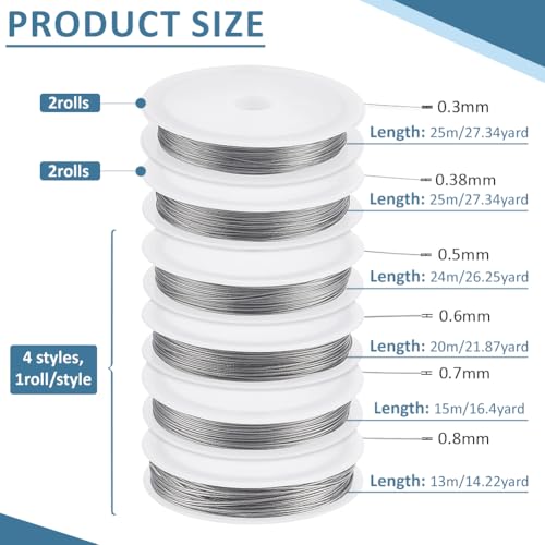 BENECREAT fil perles inox 6 bobines 0,3-0,8 mm