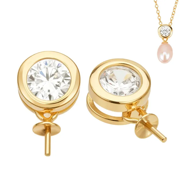 BENECREAT Bélière Vis Dorée Argent 925 Zircon x2