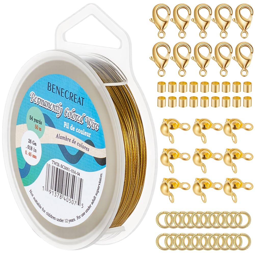 BENECREAT Kit fil acier 0,5mm 30m fermoirs dorés 520 pcs