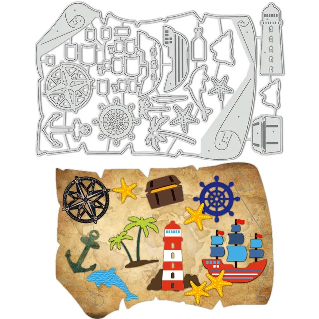BENECREAT Carte Trésor Matrice de Découpe Voilier Marin