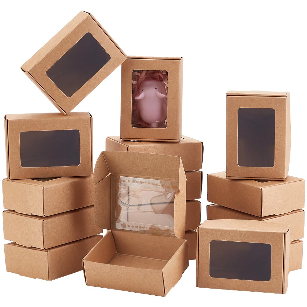 BENECREAT Boîtes Kraft Fenêtre Noires 65mm 100 pcs carton