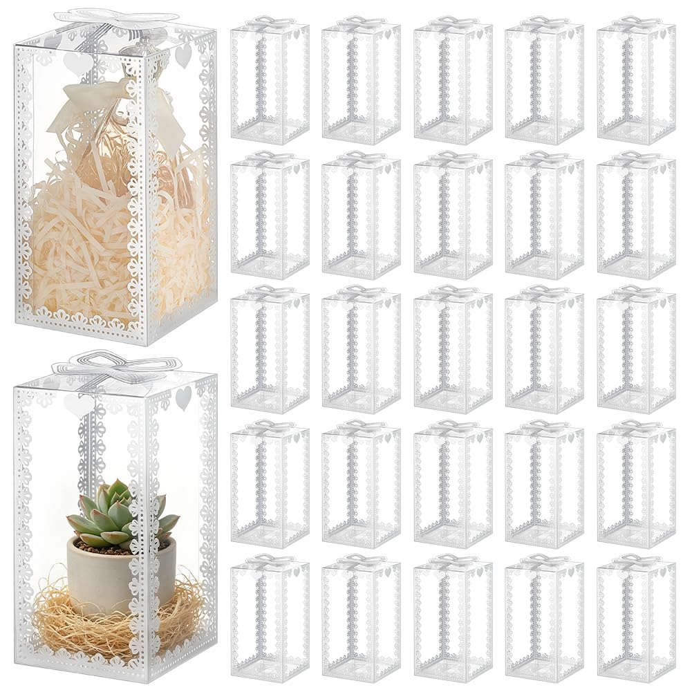 BENECREAT boîte cadeau transparente doré 30 pcs 80x80mm