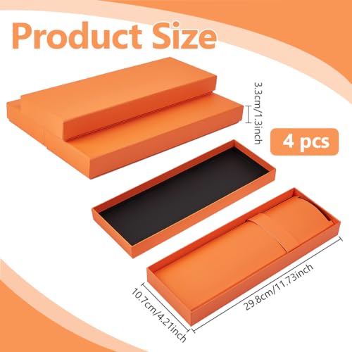BENECREAT Boîtes cravate papier orange 29,8cm lot 4