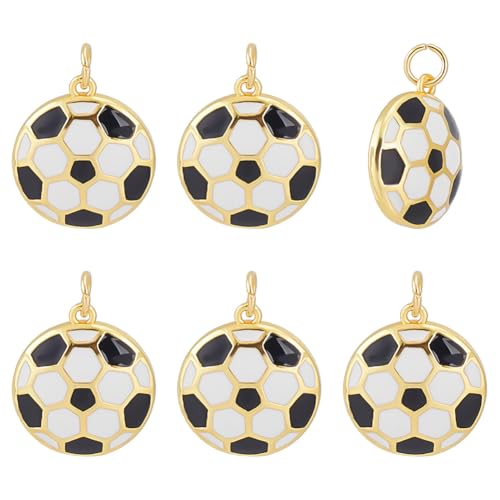 BENECREAT Charmes Ballon Foot Plaqué Or 24K Émaillés x6