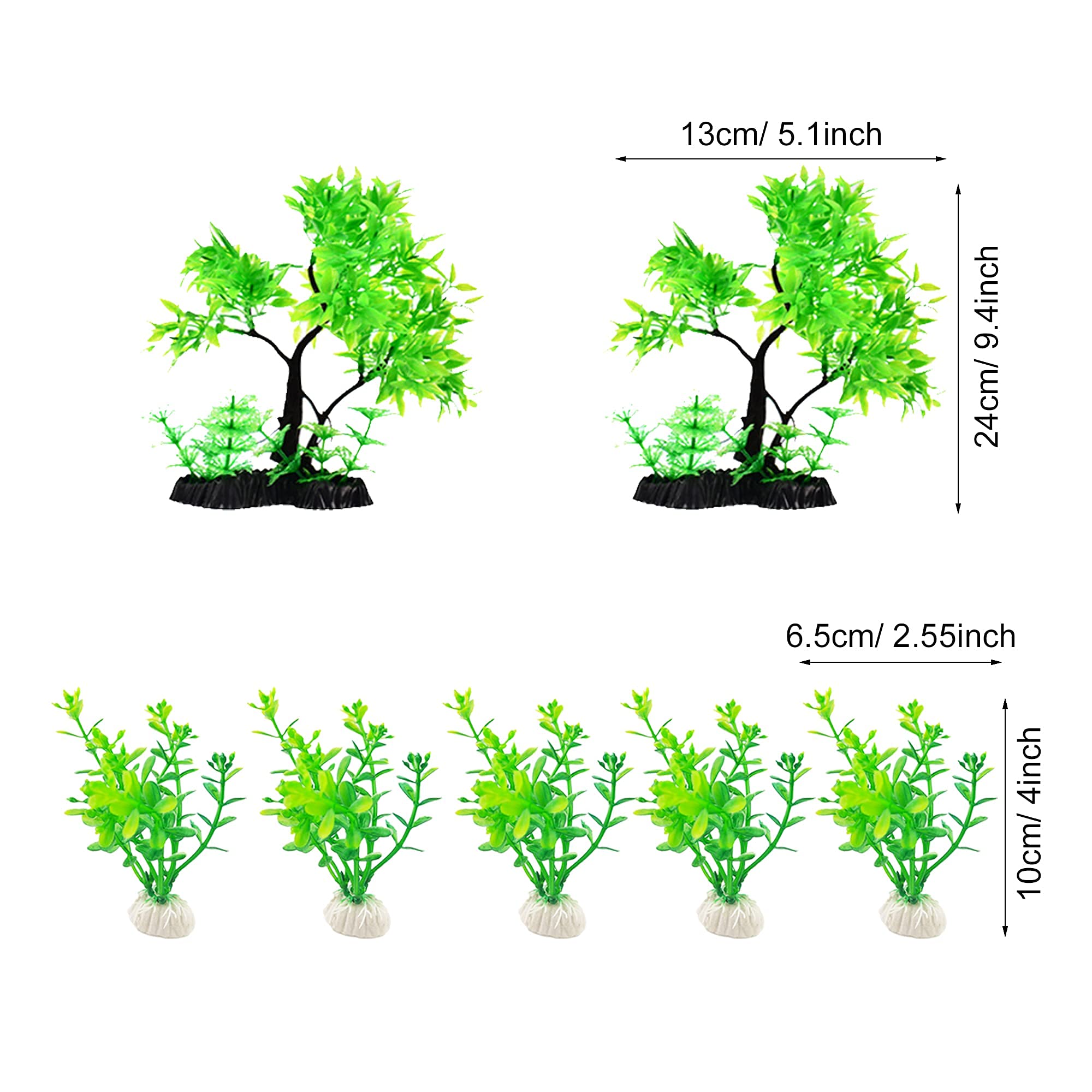 Cayway Plantes Aquarium Artificielles 30 pcs avec Arbre