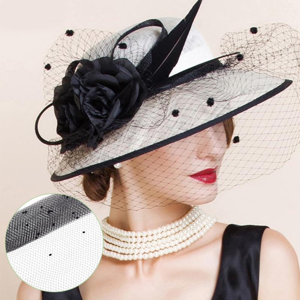 BENECREAT voilette chapeau organza noir 45cm x 2m mariage