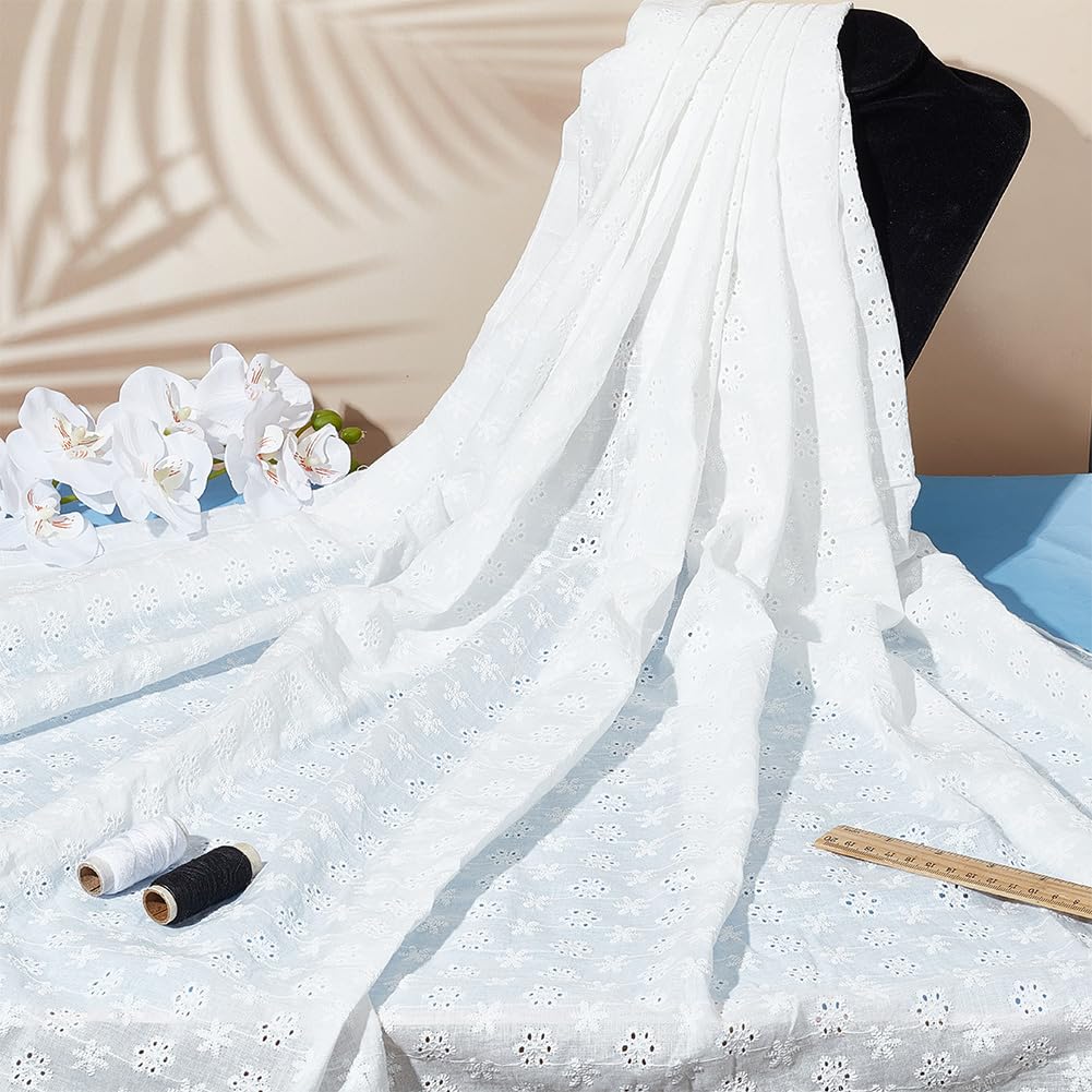 BENECREAT Tissu dentelle coton blanc 153x91 cm